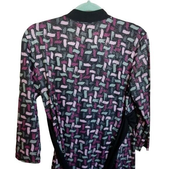 Studio 1940 Womens Sz M Multicolor  Geometric 3/4 Sleeve Blouse - Picture 5 of 9